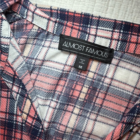 Almost Famous Red and Blue Plaid Shirt - Picture 4 of 4